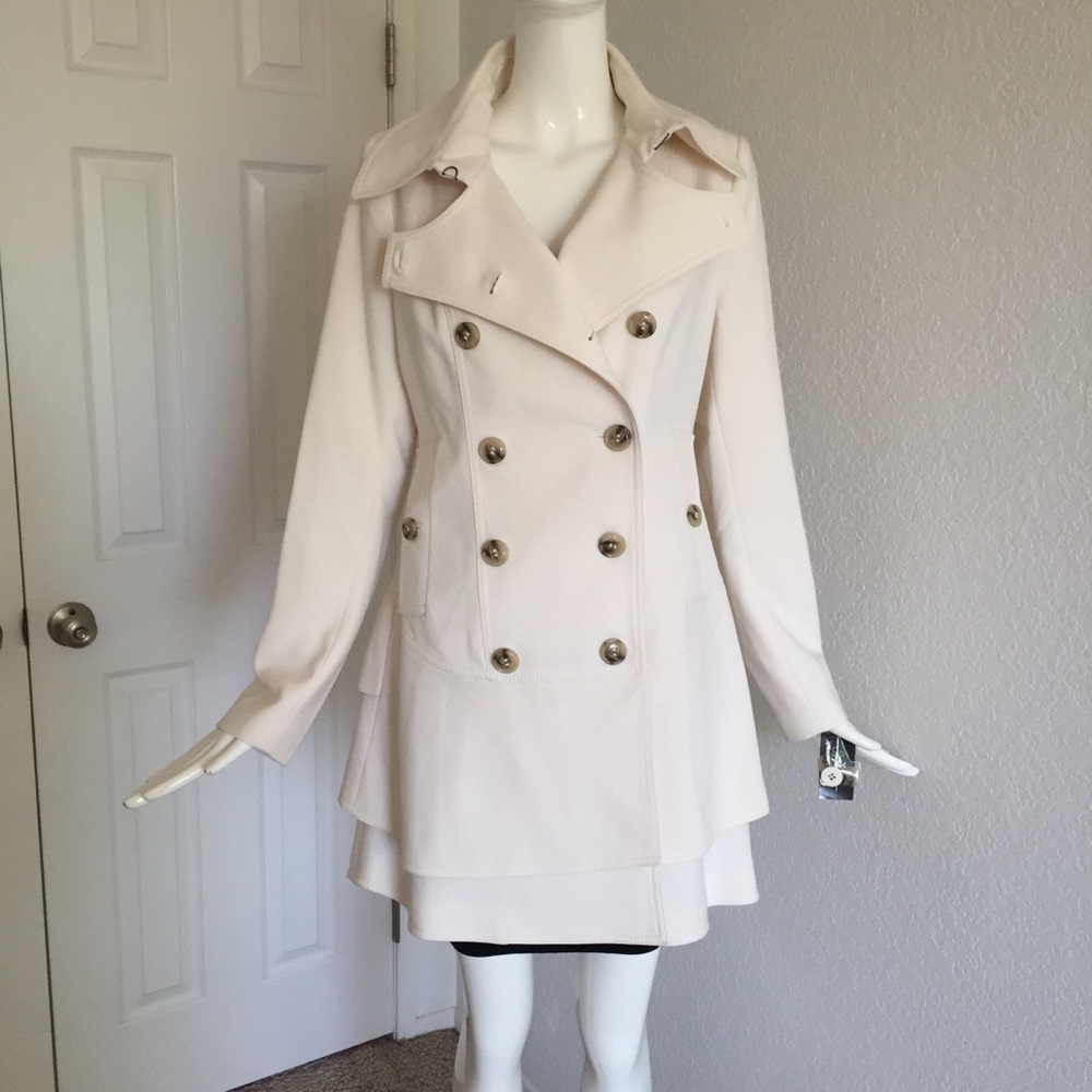 Sean John ivory double breasted trench coat